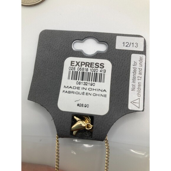EXPRESS Gold Tone Chevron Arrow Letter V Rhinestone Accent Necklace 16" NEW - Picture 5 of 5